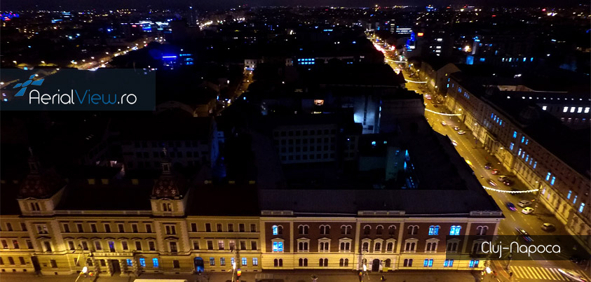 Noaptea fotografie drona Cluj